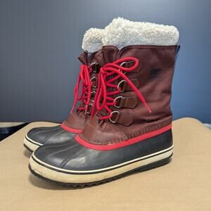 Sorel Winter Carnival Snow Boots Waterproof Maroon Red Burgundy Womens 10 Ski